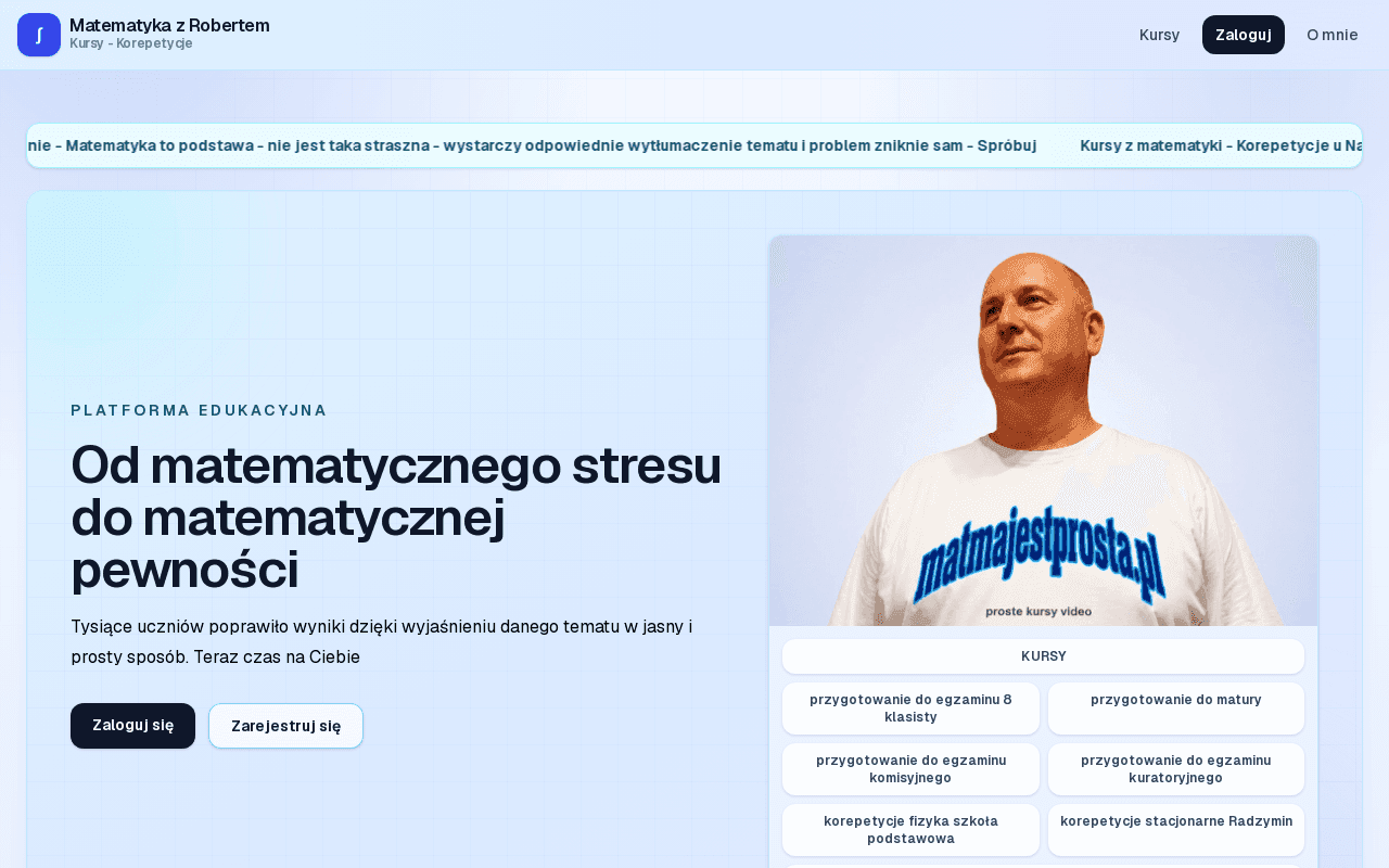 Zrzut ekranu — Korepetycje z matematyki