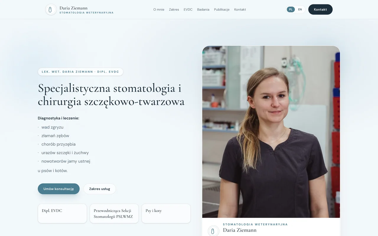 Strona Daria Ziemann na komputerze