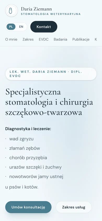 Strona Daria Ziemann na telefonie