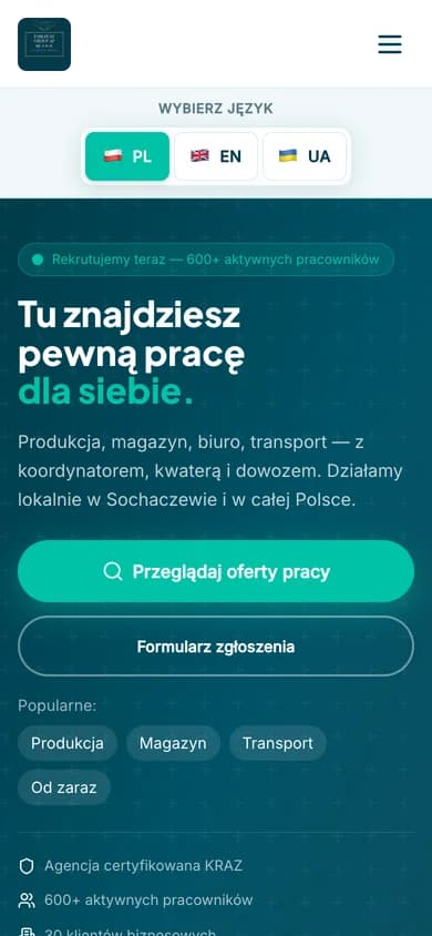 Strona Fair Play Group na telefonie