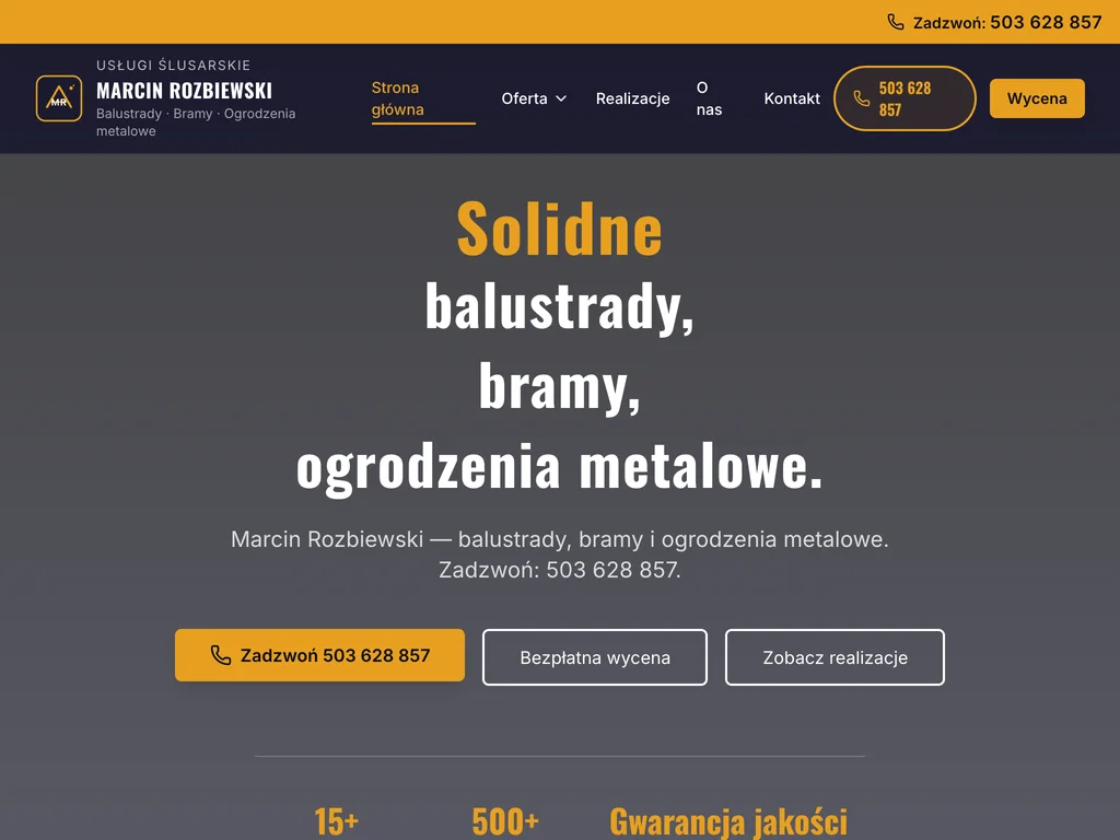 Strona Marcin Rozbiewski na komputerze