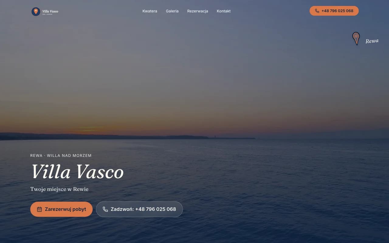 Strona Villa Vasco na komputerze