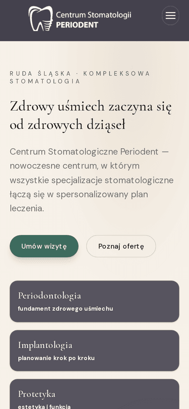 Strona stomatologia.duodev.pl w widoku mobilnym